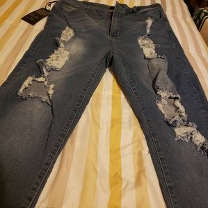 Plus Size Spandex Distressed Jeans